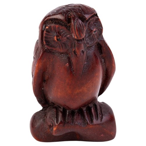 Figurine Chien Netsuke En Buis Sculpté à La Main - Japon - Vintage Collection