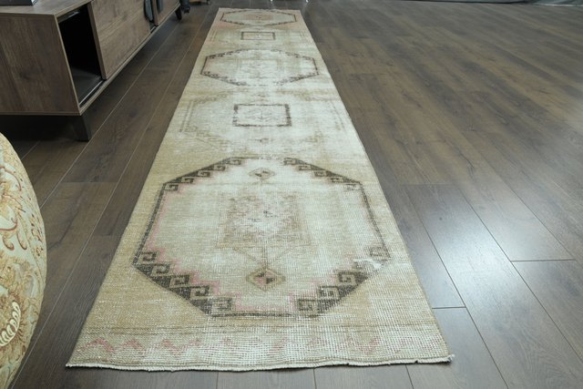 Vintage Turkish Faded Orange Brown Runner Rug, 1960s for sale at Pamono