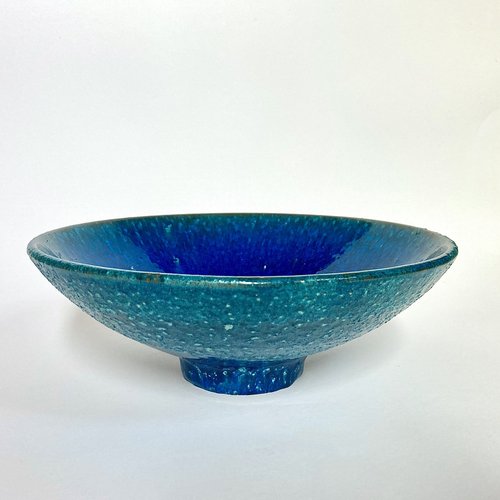 Tour De Cou En Céramique Bleu Floqué Moucheté - Style Vintage XXe Siècle - Occasion