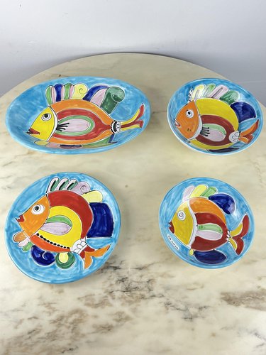 LUCA MUZZETTO ルカ・ムゼット　飾り皿　イタリア　アンティーク4 Glazed Ceramic Plates from La Musa, Italy, 1980s, Set of 4 for