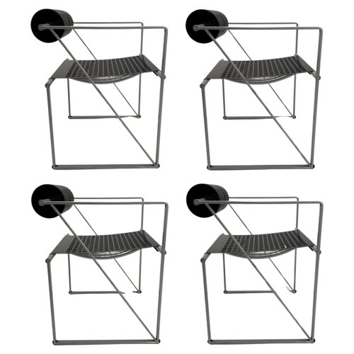 Second Chair Design Model 601 Seconda Chairs in Metal attributed to Mario Botta, 1982, Set ...
