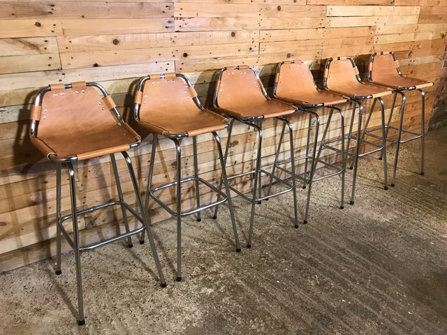 Leather Les Arcs Stools by Charlotte Perriand for Cassina, 1960s