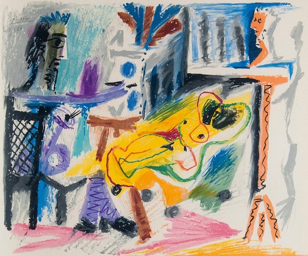 Pablo Picasso, Le Peintre et Son Modèle, 1963, Original Lithograph Pablo Picasso, Le Peintre et Son Modèle, 1963, Original Lithograph