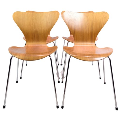 Seven Chairs in Walnut attributed to Arne Jacobsen and Fritz