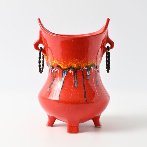 Italian Red Ceramic Vase from Bertoncello, 1970s for sale at Italian Red Ceramic Vase from Bertoncello, 1970s for sale at