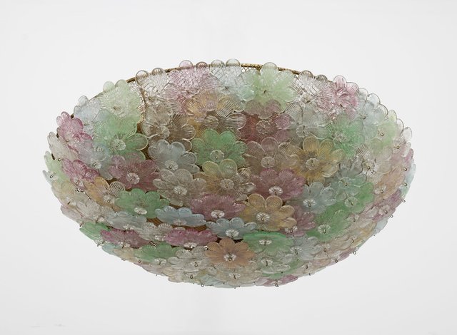Mid-Century Modern Murano Glass Flower Basket Ceiling Light from