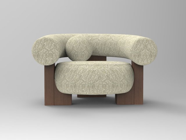 Cassette Armchair in Outdoor Talea Green Fabric and Smoked Oak by