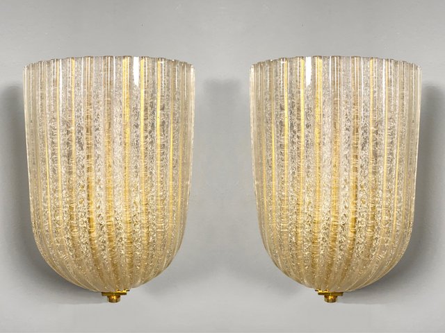 MURANO GLASS toso selezione ウォールランプ 壁面照明 Italian Murano Wall Lamps from Barovier & Toso, 1970s, Set of 2
