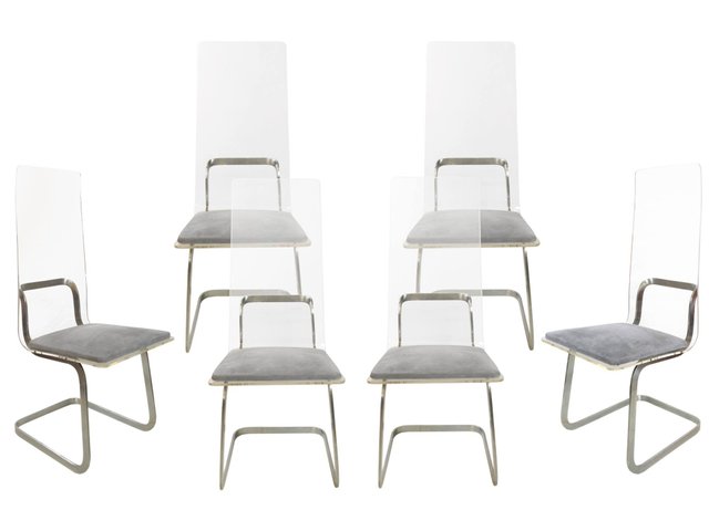 Metal Plexiglass Chairs By Gary Gutterman 1970s Set Of 6 For