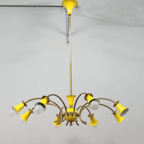 Yellow Italian Chandelier 1950s For At Pamono Yellow Italian Chandelier 1950s For