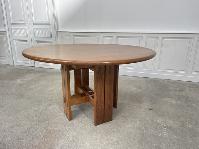 Vintage Round Dining Table from Maison Regain 1970s for sale at