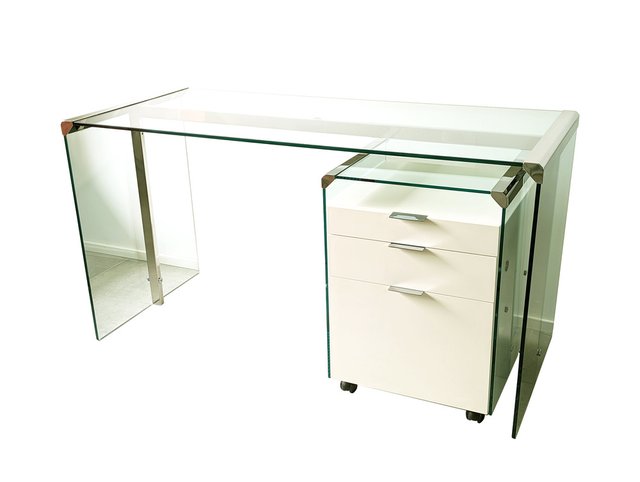 White and chrome desk with drawers best sale