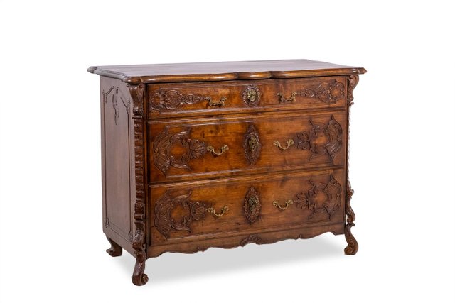 Louis XV Style Chest of Drawers in Walnut, 1880s for sale at Pamono