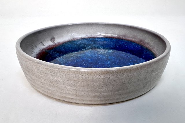 Brutalist Studio Ceramic Art Pottery Bowl with Glass Inlay by Elly ...