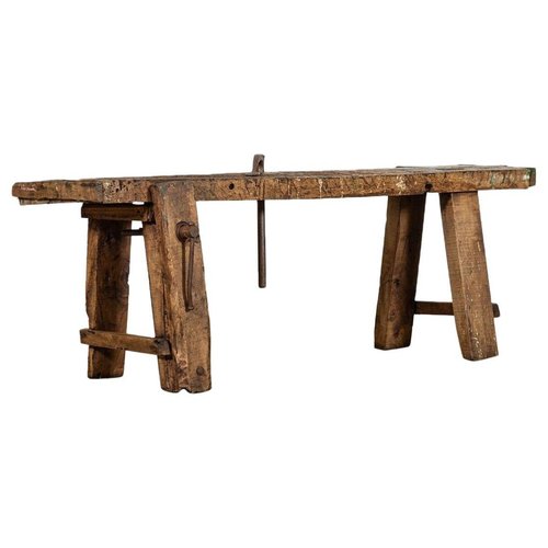 19thc French Elm Cobblers Bench Console, 1890 for sale at Pamono