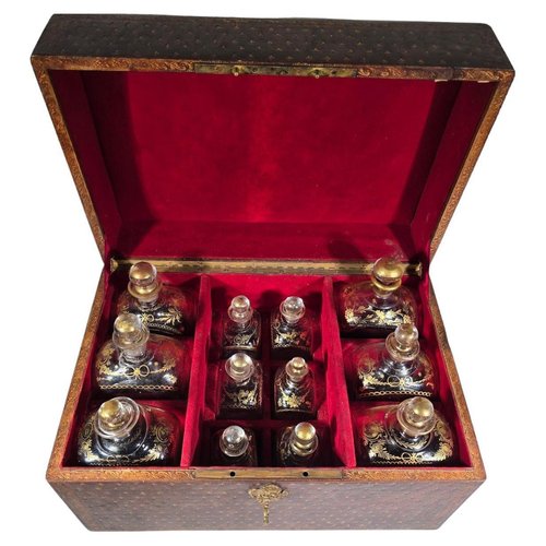 18th Century Liqueur Chest with Glassware, 1750s, Set of 13 for