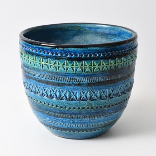 Rimini Blue Flower Pot by Aldo Londi for Bitossi, 1960s for sale