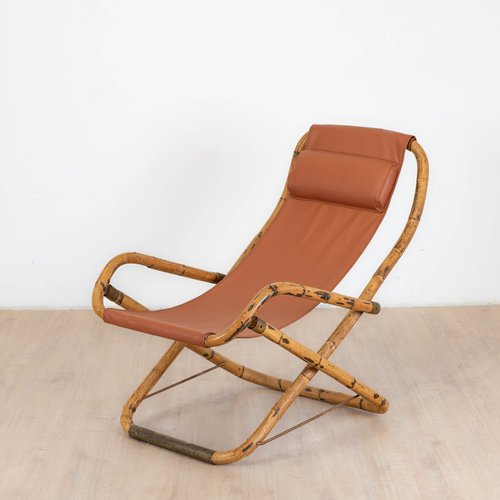 Vintage Living Room Chair in Bamboo and Brass, 1960s for sale at Pamono