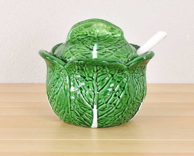 Zuppiera In Terracotta Bordallo Pinheiro A Forma Di Cavolo – Design Unico, 3 Litri, Verde Smaltato, Per Microonde E Lavastoviglie