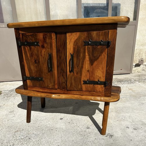 Lot de 4 chaises de bar vintage 43x55x98 cm en PU marron et métal