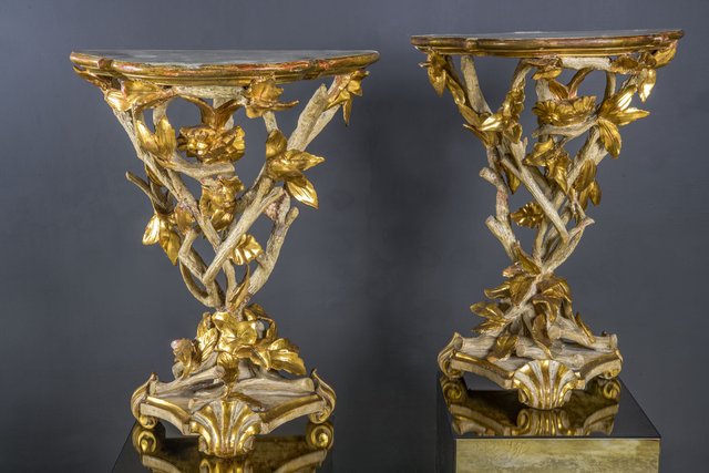 Italian Rococo Gilded and Lacquered Gueridons, 1790, Set of 2 for sale ...