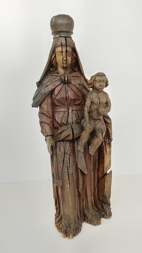 Tableau En Bois Vierge Marie Et Enfant Jésus - 70 Cm - Support Décoratif