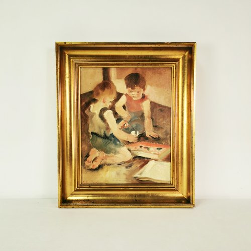 Tableau Dessin Ancien : l'Enfant à Tartine . Epoque XIX Daté