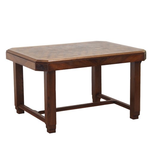 Art Deco Dining Table with Checkerboard Pattern and Drawers Art Deco Dining Table with Checkerboard Pattern and Drawers