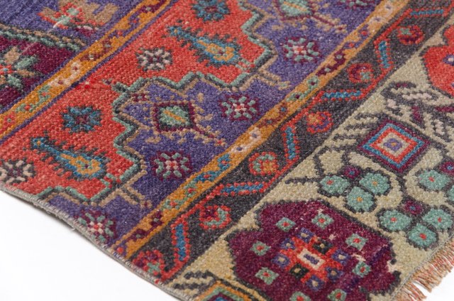 Turkish Handmade Orange Runner Rug, 1960s for sale at Pamono