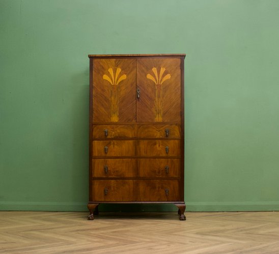 Britischer Art Deco Schrank mit Intarsien aus Wurzelholz, 1930er bei ...