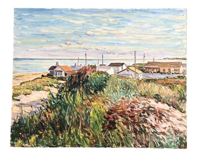 On the Dunes Seascape, Painting on Masonite for sale at Pamono