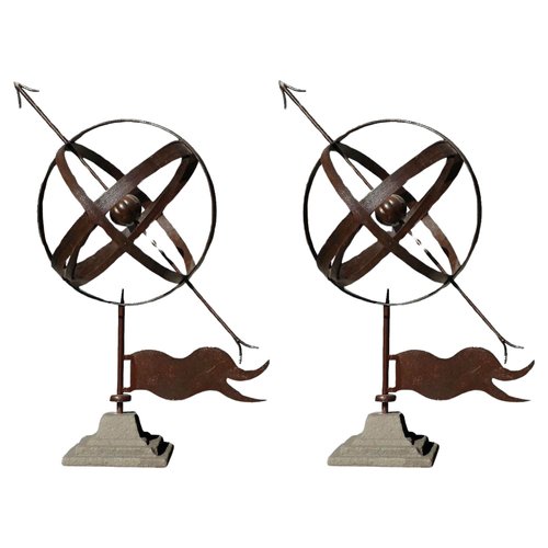 20th Century Italian Armillary Spheres Vane, Set of 2 for sale at 
