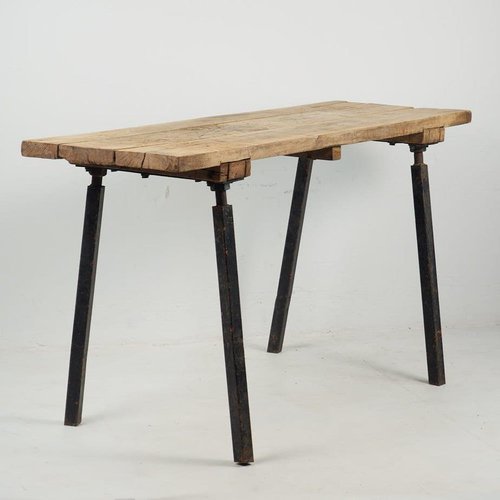 Vintage Wood and Iron Work Table, 1920 for sale at Pamono