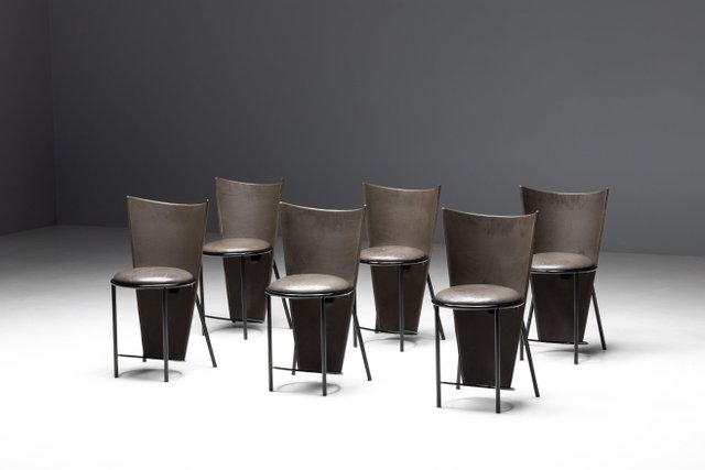 Sevilla Chairs attributed to Frans Van Praet in Grey Leather