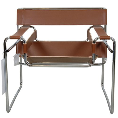 Chaise Wasilly en Cuir Cognac par Michel Brauer