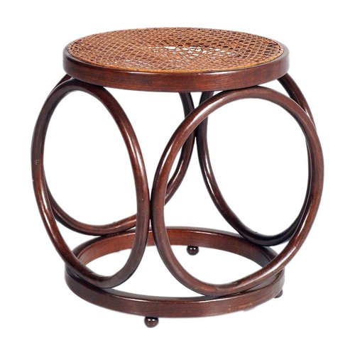 Art Deco Bentwood Stool with Rattan Cane Top by Michael Thonet 1930s for sale at Pamono