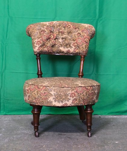 Victorian Nursing Chair with Flowers and Castors 1890