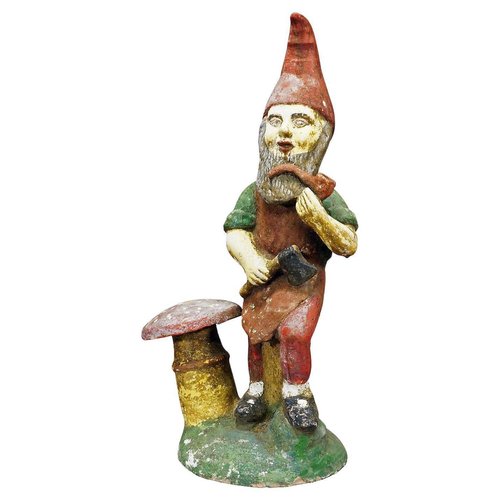 Large Terracotta Garden Gnome with Toad Stool, Germany, 1920s for sale ...