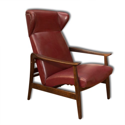 European Leather Adjustable Wingback Chair 1940s For Sale At Pamono