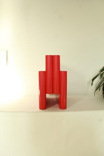 Vintage Red Plastic Carminio Magazine Holder by Giotto Stoppino