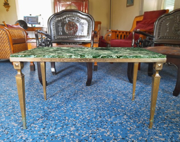 BEST MOBILIER - Cruz - table basse ronde - effet marbre blanc et doré