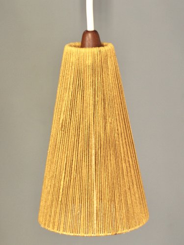 Lampe cascade en teck et sisal, style milieu de siècle, par Temde | Années 1960 - France