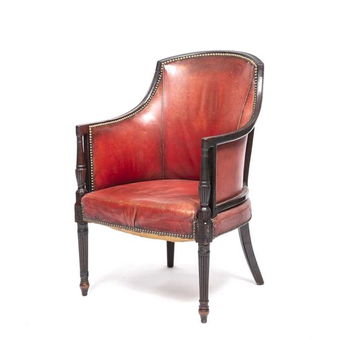 Red leather tub chair discount