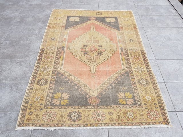 Vintage Turkish Faded Area Rug, 1960s for sale at Pamono