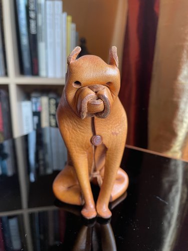 Handmade Leather Dog from Deru, Germany, 1960s for sale at