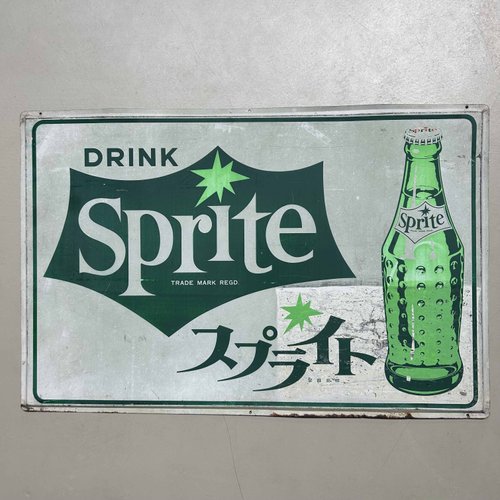 Sprite 金属製看板 約44cm x 44cm Metal Advertising Board for Sprite, Japan, 1970s for sale at Pamono