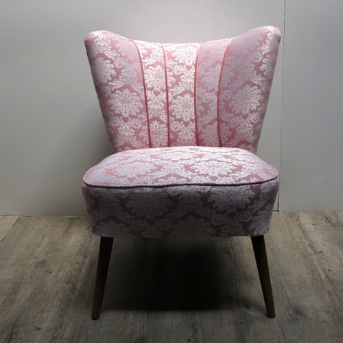 Vintage Pink Cocktail Chair with Wooden Legs for sale at Pamono