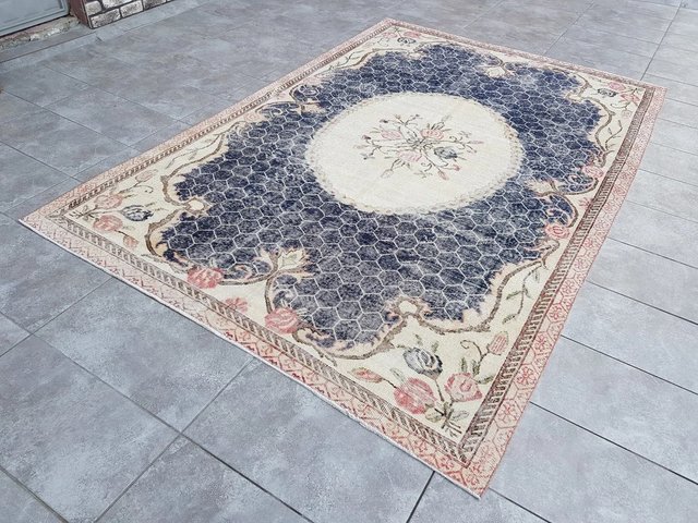 Vintage Turkish Blue Rug, 1960s for sale at Pamono