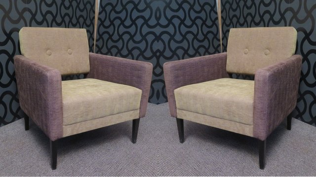 Italienische Sessel aus Samt in Grün & Lila, 1950er, 2er Set bei Pamono