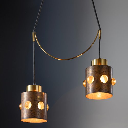 蘭1960年代 Nanny Still for RAAK ガラスと銅のアート照明 double-hanging-lamp-copper-